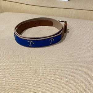 Preston Blue Canvas Anchor Embroidered Belt